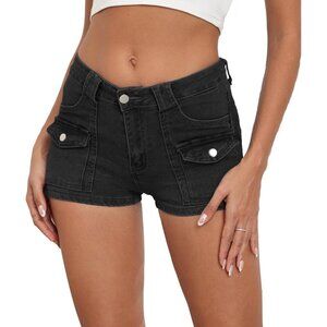 Women's Stretch Denim Shorts Mid Waisted Pockets Casual Summer